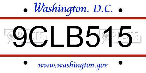 9CLB515 District Of Columbia License Plate