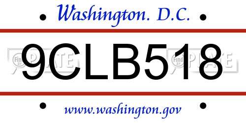 9CLB518 District Of Columbia License Plate