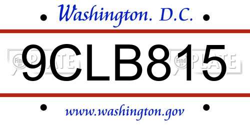 9CLB815 District Of Columbia License Plate