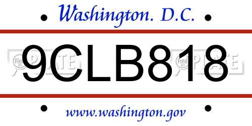 9CLB818 District Of Columbia License Plate