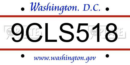 9CLS518 District Of Columbia License Plate
