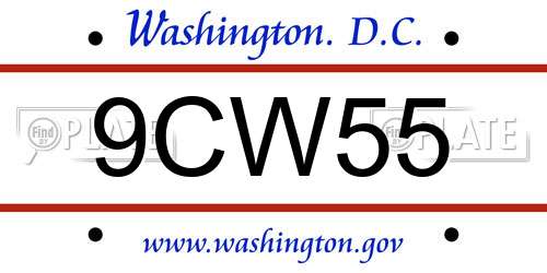 9CW55 District Of Columbia License Plate