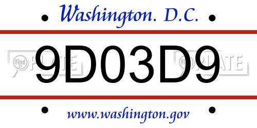 9D03D9 District Of Columbia License Plate