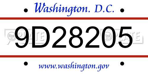 9D28205 District Of Columbia License Plate