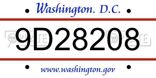 9D28208 District Of Columbia License Plate