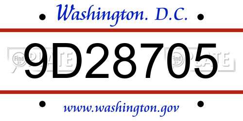9D28705 District Of Columbia License Plate