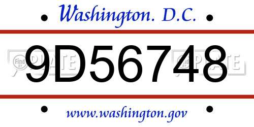 9D56748 District Of Columbia License Plate
