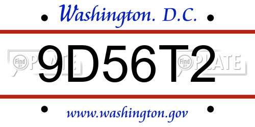 9D56T2 District Of Columbia License Plate