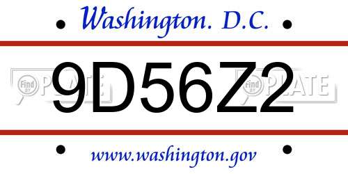 9D56Z2 District Of Columbia License Plate