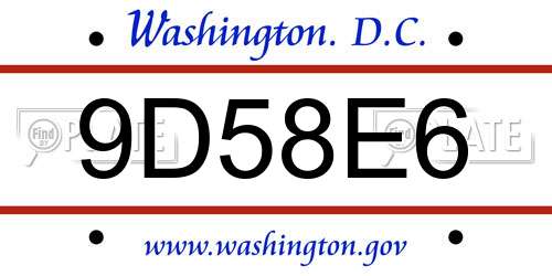 9D58E6 District Of Columbia License Plate