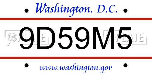 9D59M5 District Of Columbia License Plate