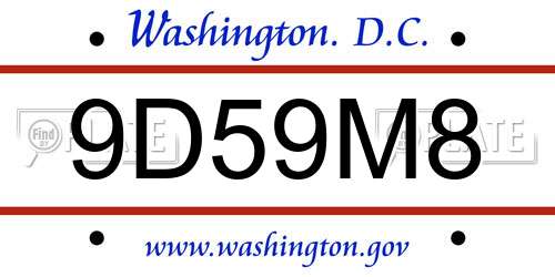 9D59M8 District Of Columbia License Plate