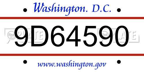 9D64590 District Of Columbia License Plate