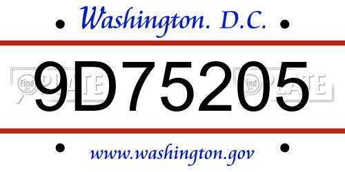 9D75205 District Of Columbia License Plate