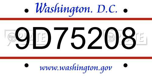 9D75208 District Of Columbia License Plate