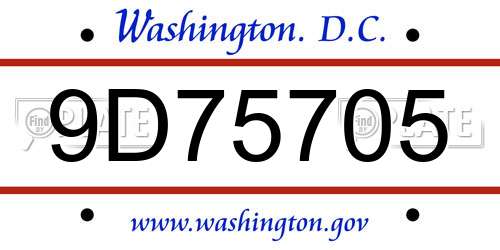 9D75705 District Of Columbia License Plate