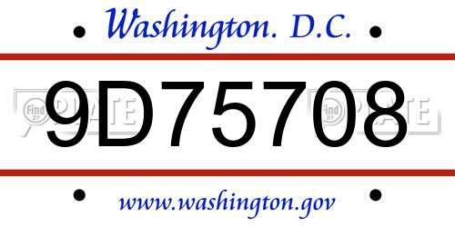 9D75708 District Of Columbia License Plate