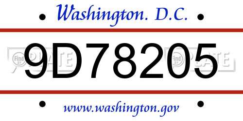 9D78205 District Of Columbia License Plate
