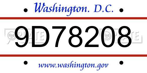 9D78208 District Of Columbia License Plate