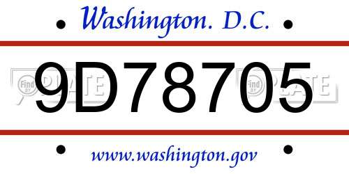 9D78705 District Of Columbia License Plate