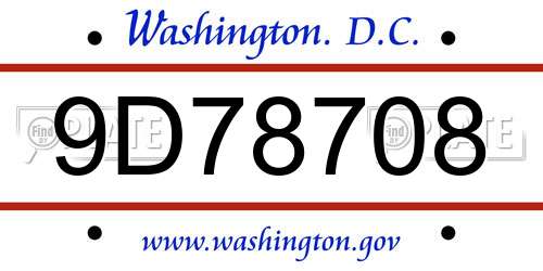 9D78708 District Of Columbia License Plate