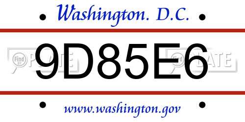 9D85E6 District Of Columbia License Plate