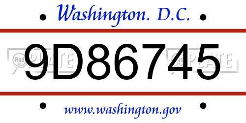 9D86745 District Of Columbia License Plate