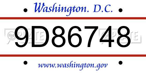 9D86748 District Of Columbia License Plate