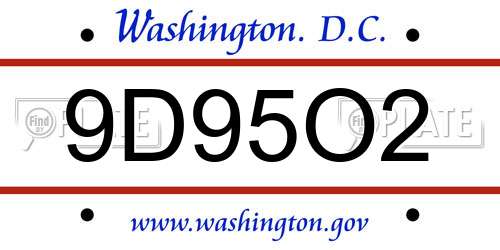 9D95O2 District Of Columbia License Plate