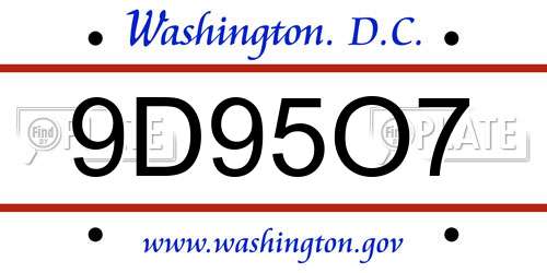 9D95O7 District Of Columbia License Plate