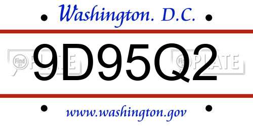 9D95Q2 District Of Columbia License Plate