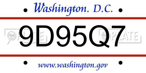 9D95Q7 District Of Columbia License Plate