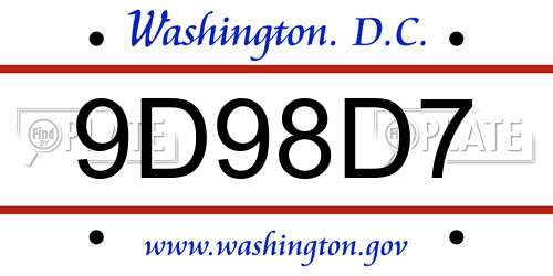 9D98D7 District Of Columbia License Plate