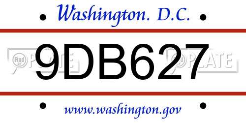 9DB627 District Of Columbia License Plate