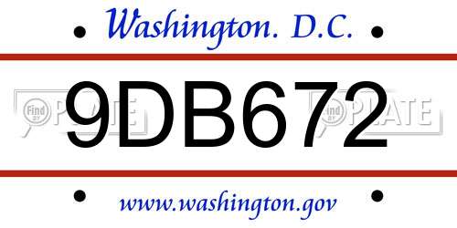 9DB672 District Of Columbia License Plate