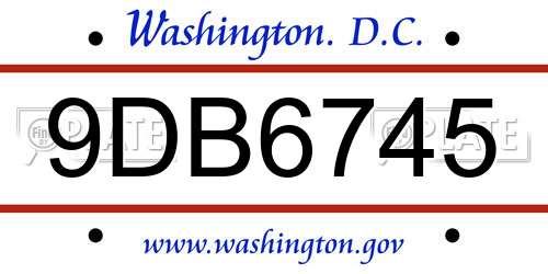 9DB6745 District Of Columbia License Plate