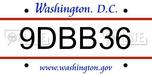 9DBB36 District Of Columbia License Plate