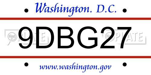 9DBG27 District Of Columbia License Plate