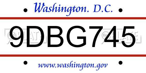9DBG745 District Of Columbia License Plate
