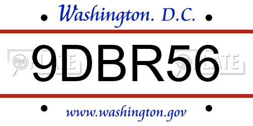 9DBR56 District Of Columbia License Plate