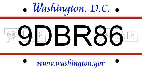9DBR86 District Of Columbia License Plate