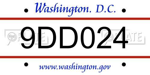 9DD024 District Of Columbia License Plate