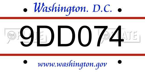 9DD074 District Of Columbia License Plate