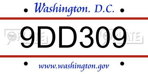 9DD309 District Of Columbia License Plate