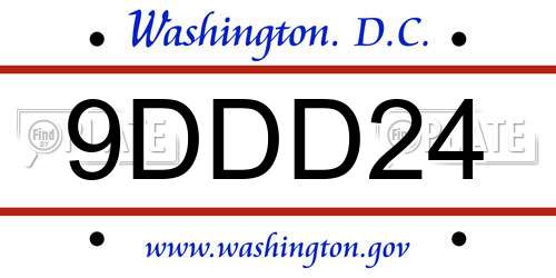 9DDD24 District Of Columbia License Plate