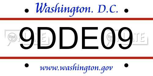 9DDE09 District Of Columbia License Plate