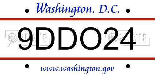 9DDO24 District Of Columbia License Plate
