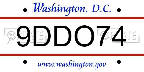 9DDO74 District Of Columbia License Plate