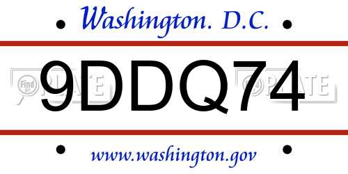 9DDQ74 District Of Columbia License Plate