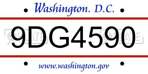 9DG4590 District Of Columbia License Plate